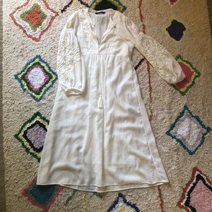 Zara bohemian ethnic white midi dress size Large